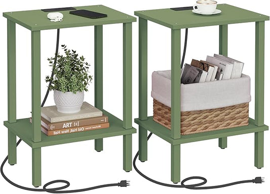 TUTOTAK End Table with Charging Station, Small Side Table with Outlets by ChoosetutotakFurnitureBuildYourCozyHome