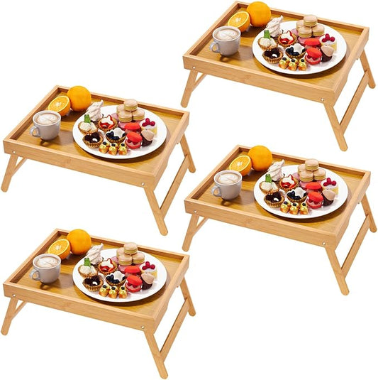 Fibogollo 4 Pack Bamboo Bed Tray Table by Fibogollo
