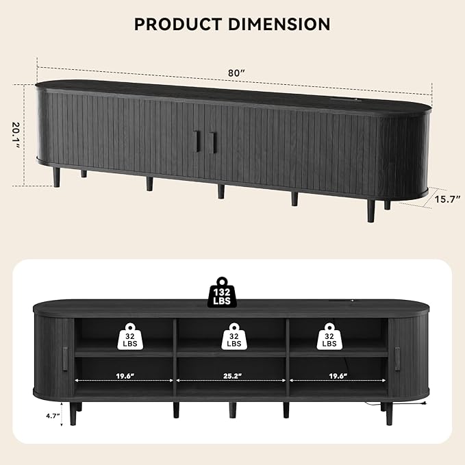 80" Mid Century Modern TV Stand - Image 2