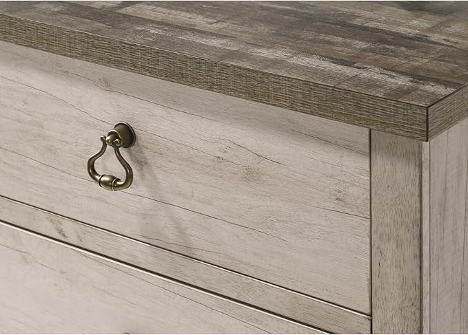 1pc Cottage Style Distressed 2 Drawer Nightstand Driftwood Finish - Image 5