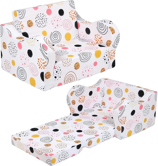 MOMCAYWEX Kids Sofa, 2-in-1 Flip-Out Foam Couch, Foldable Soft Play Lounge Chair by MOMCAYWEX