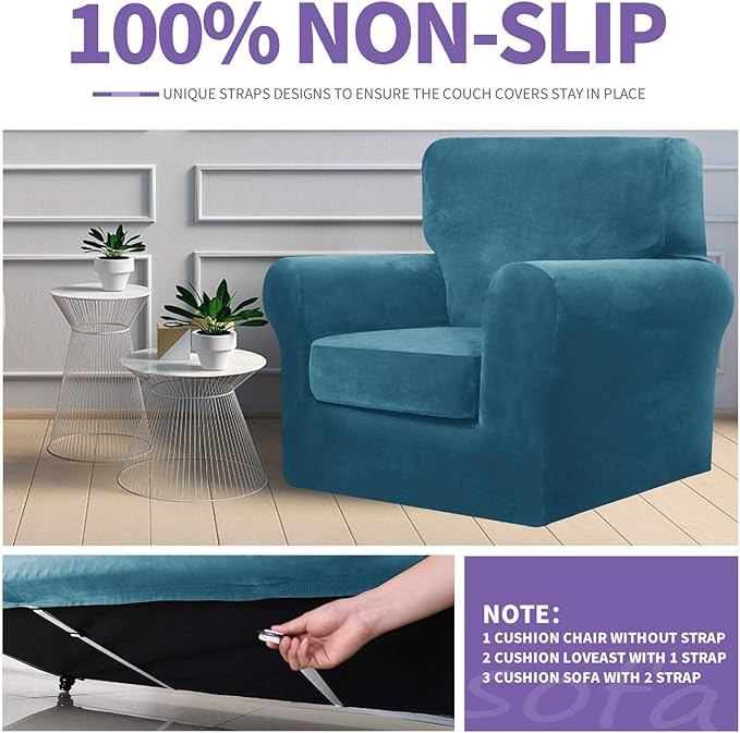 ZNSAYOTX Luxury Velvet Sofa Cover 3 Piece Stretch Loveseat Covers - Image 5