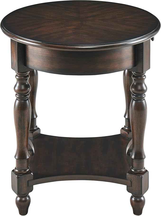 Oval End Table with Drawer, Solid Wood Sofa Side Table with Storage Shelf - Image 8