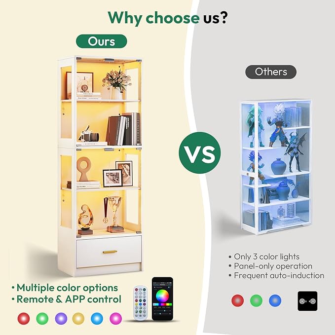 Lamtor 67-inch Glass Display Cabinet – Curio Cabinet - Image 3