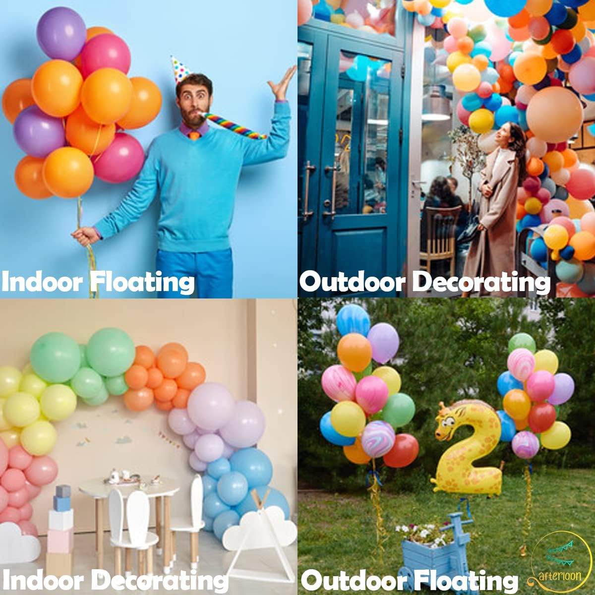 AFTERLOON® Biodegradable Balloons 24 pcs Pearlized Purple 10 Inch, Pearlescent Thickened Extra Strong Natural Latex Helium Float, Colorful Bulk Color ballon Globos Para Decoration De Fiestas Kids