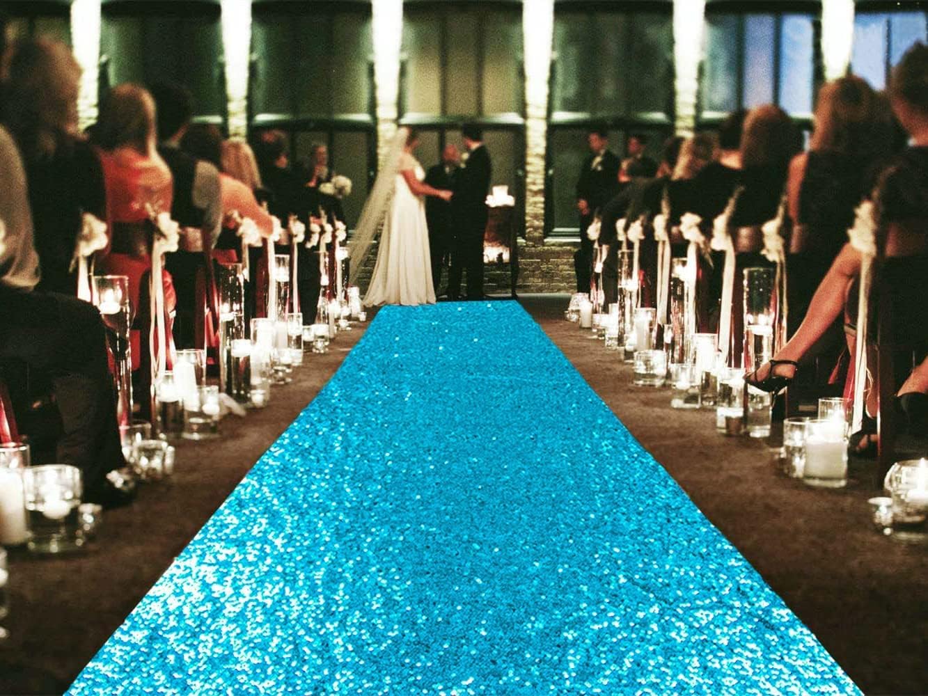 ShinyBeauty Turquoise Rug Runner Sequin Hallway Aisle Runner 4ftx20ft Turquoise Glitter Wedding Rug Runner Rustic Outdoor Rug Runner Wedding Ceremony Decorations