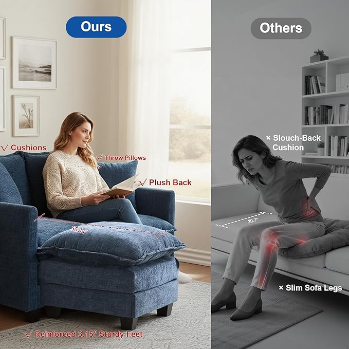 Loveseat Sofa with Ottoman - Image 9