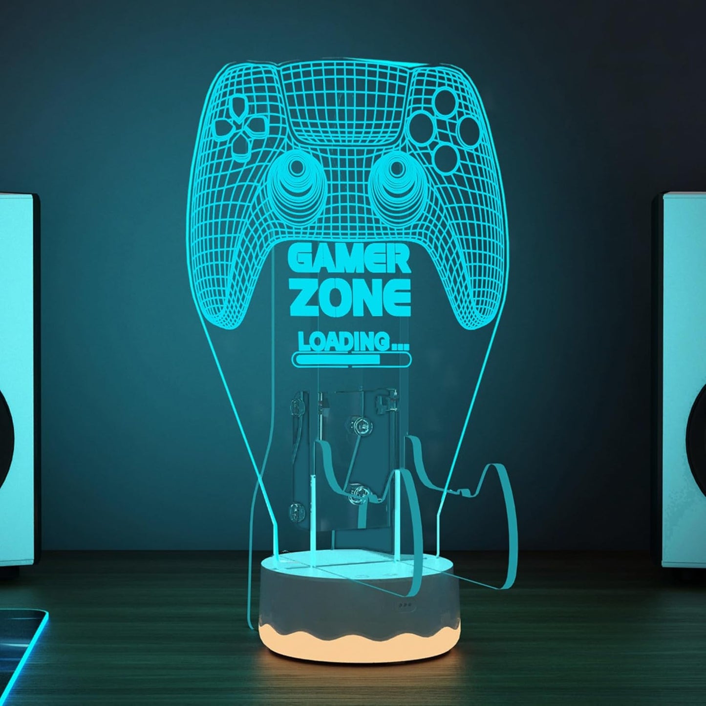 Light up Headset and Controller Stand, 16 Colors 3D LED Lights Gamepad Headphone Holder with Remote Control, Game Controller Hanger for All Universal Gaming PC Accessories