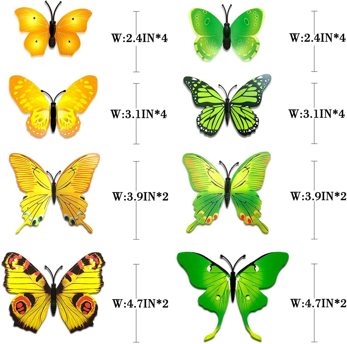 Yellow Green Party Decoration Kit Hanging Paper Fans Lanterns Flowers Pom Pom with 3D Butterfly Green Leaves Garland for Birthday Wedding Engagement Baby Shower Spring Summer Garden Tea Party Decor