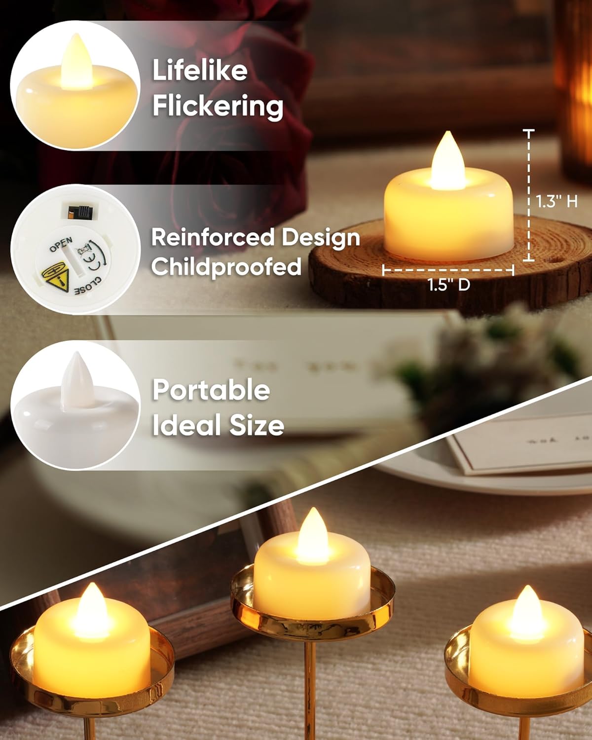Amagic 12 Pack Remote Candles, Tea Lights with Timer, 400+Hours Flickering Flameless Battery Operated LED TeaLights Candles with Remote for Table Centerpieces, Home Decor, Wedding, Party (White)