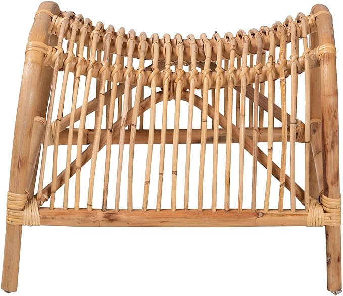 bali & pari Lamaria Modern Bohemian Natural Rattan Footstool - Image 2