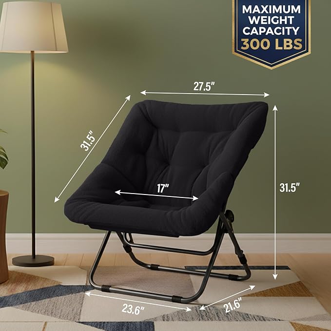 Tiita Comfy Folded Chair, Soft Faux Fur Oversized Folding Accent Chair - Image 3