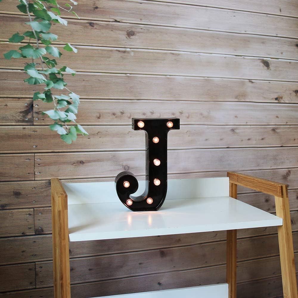 Light Up Black Alphabet Marquee Letters Sign LED Marquee Number Lights Sign for Night Light Home Bar Christmas Lamp Wedding Party Birthday Decoration J