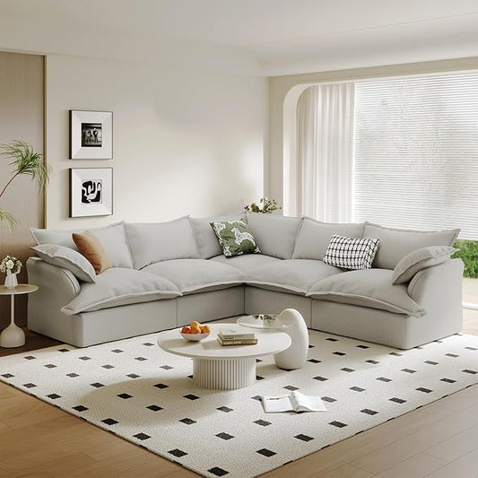5 Seat V Shape Modular Sectional Couch Sofa by Gtilzria