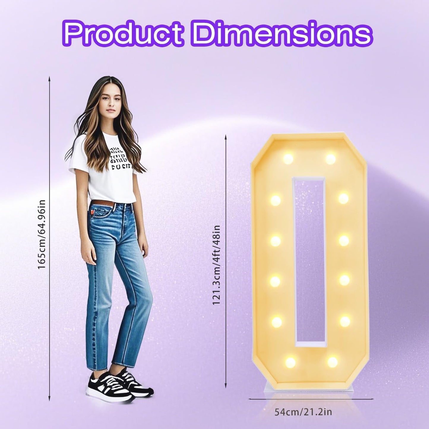 4FT Plastic Marquee Numbers 0 - Light up Numbers Are Made from Corrugated Plastic Board - Quick Assembly Without Tools, Disassembled Components Can Be Used for Photo Wall Decoration, Yard Sale Signs