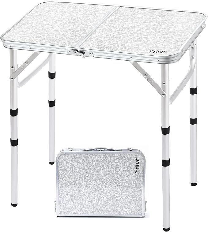 Yriuat Folding Camping Table 2ft Portable Picnic Table Adjustable Height Small by Yriuat