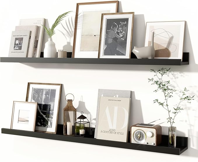 Fun Memories Picture Ledge Shelves Set of 2, 36 Inch Rustic Wall Mounted by FunMemories