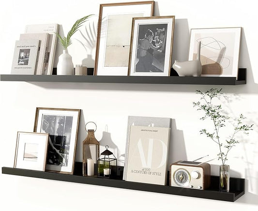 Fun Memories Picture Ledge Shelves Set of 2, 36 Inch Rustic Wall Mounted by FunMemories
