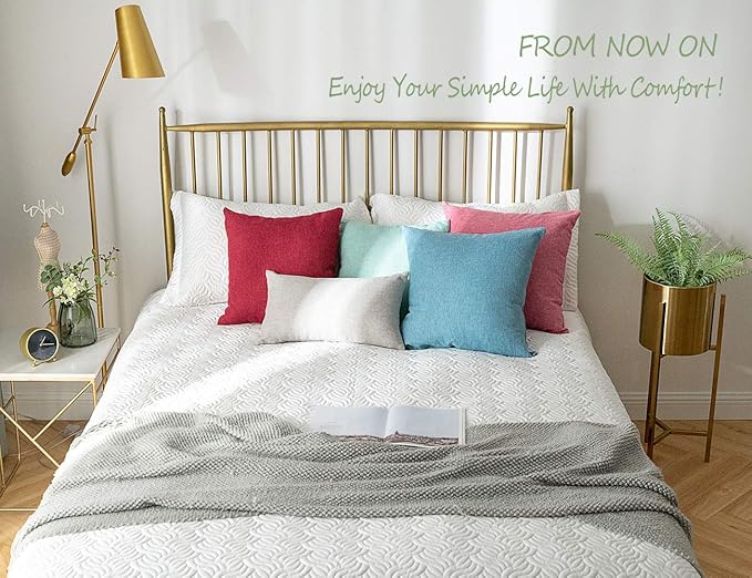 Stellhome Burlap Rectangle Throw Pillow Covers Solid Farmhouse Linen Pillowcase - Image 7