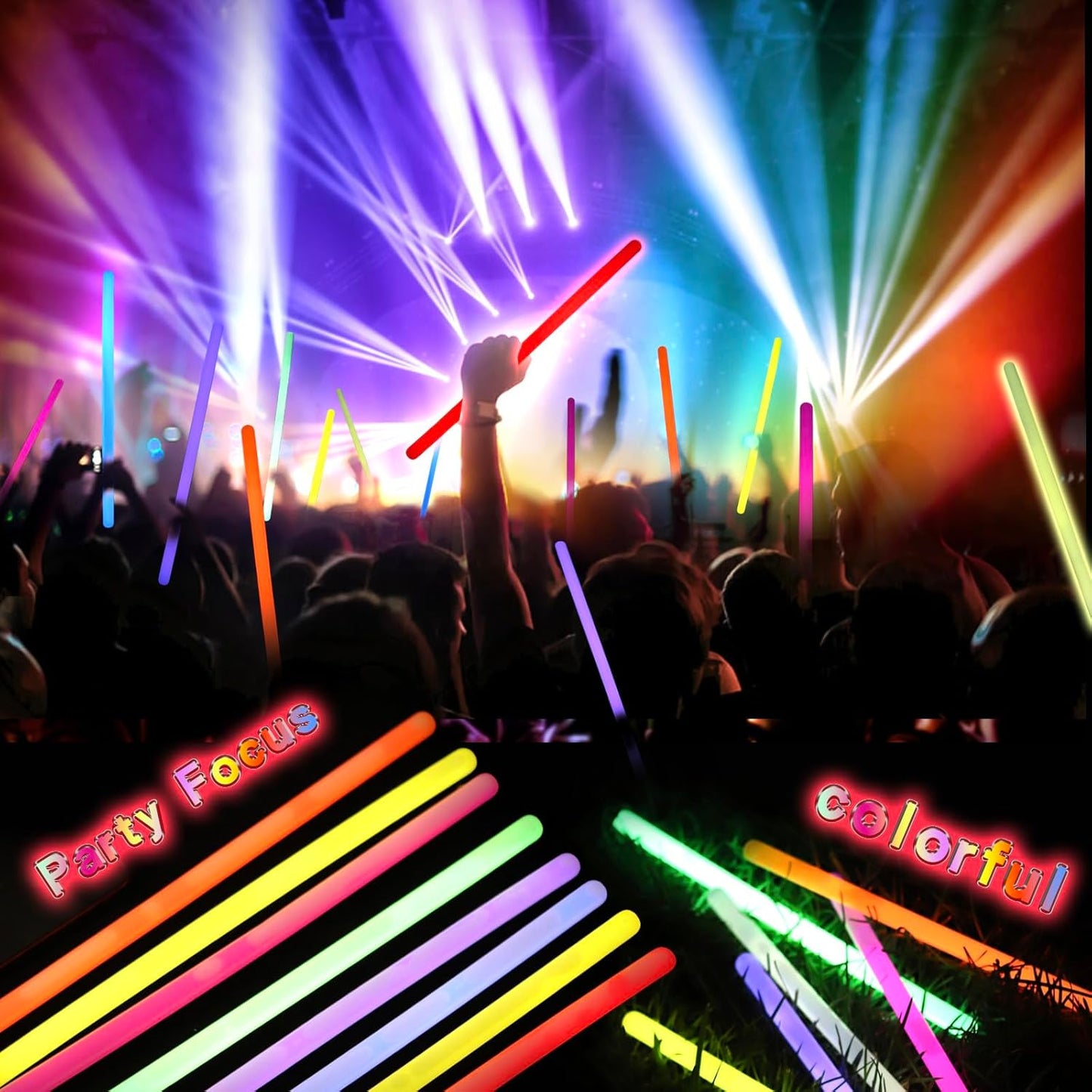 20 Pcs Ultra Bright Large Glow Sticks 14 Inch Industrial Grade 8 Colors Jumbo Light Sticks Emergency glow in the dark for Camping Accessories, Party,Hurricane, Earthquake, Survival Kit