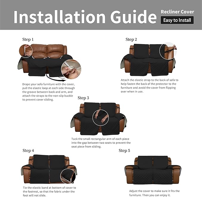Easy-Going Loveseat Recliner Cover, Reversible Couch Cover - Image 7