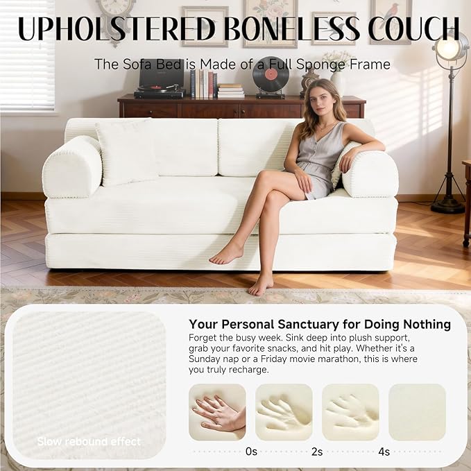 79'' Convertible Sofa Bed, 6 in 1 Folding Floor Futon Couch Sleeper - Image 4