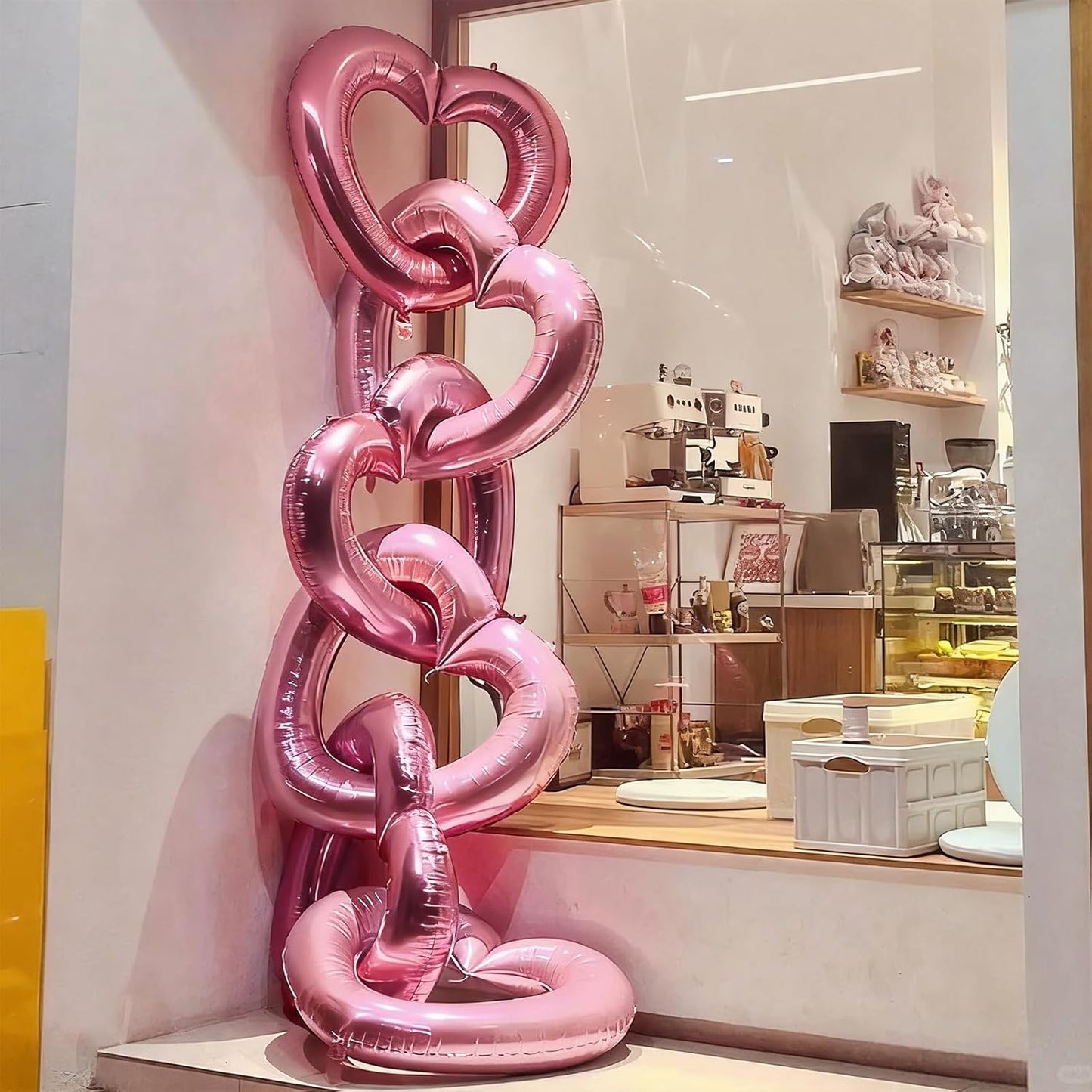 Pink Heart Balloons,3Pcs 40Inch Large Hollow Out Heart foil Balloon for Valentine's Day Birthday Wedding Baby Shower Anniversary Party Decorations