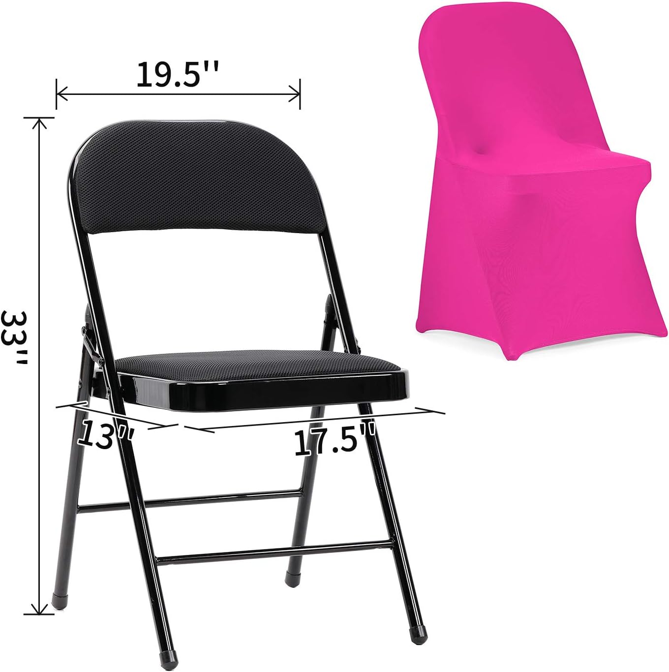 Peomeise Stretch Spandex Folding Chair Cover for Wedding Party Dining Banquet Event (Fuchsia,12pcs)