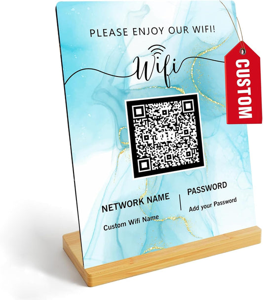 Personalized Custom Metal QR Code Sign Venmo Cashapp Scan to Pay with Stand Instagram Facebook Social Media QR Signs Bar Code QR Plaque Print for Business Salon Beauty Store Restaurant Wifi Sign (W4)