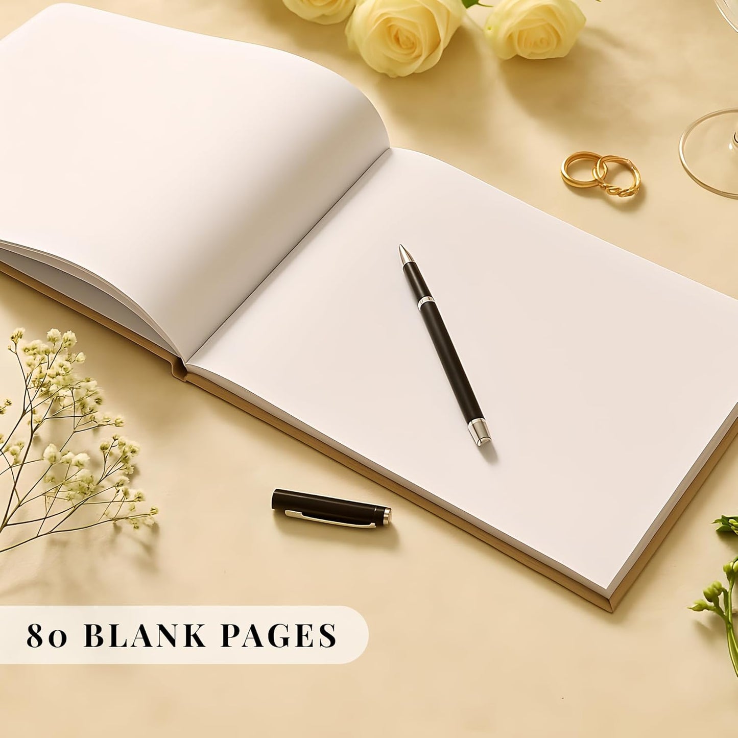 Wedding Guest Book – Personalized Polaroid Guest Book for Wedding Reception, Custom Sign In Photo Book with Blank Pages, Elegant Keepsake for Guests (Classic Black)