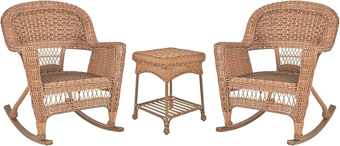Jeco 3 Piece Rocker Wicker Chair Set by Jeco