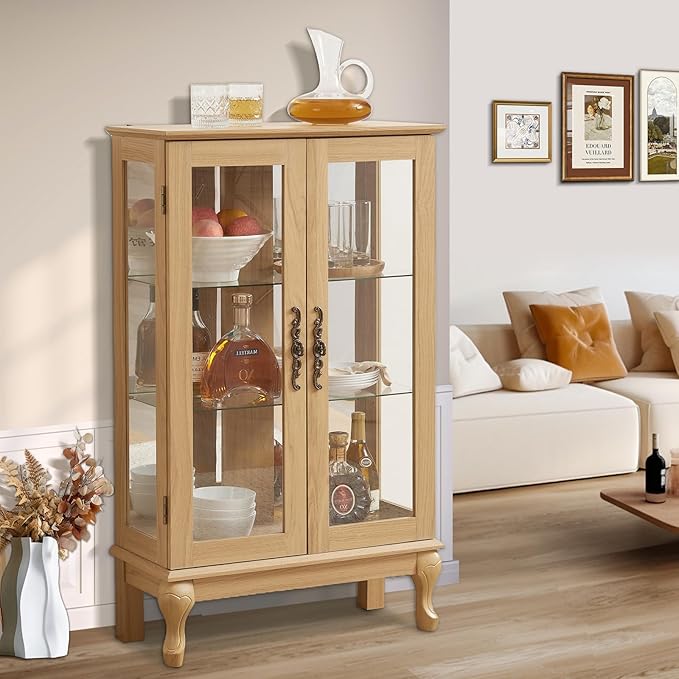 Curio Cabinet with Lighted, Curio Display Cabinet, Glass Display Cabinet with - Image 7