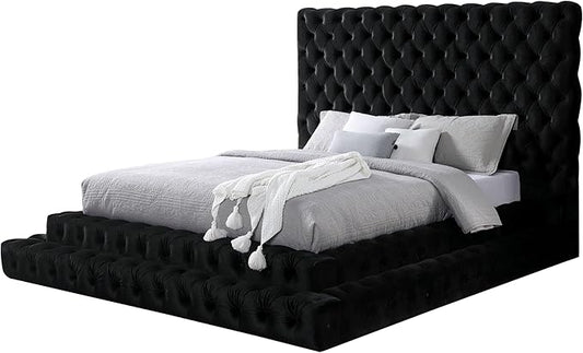 Furniture of America Sable Fabric Upholstered Step Up King-Size Platform Bed by FurnitureofAmerica