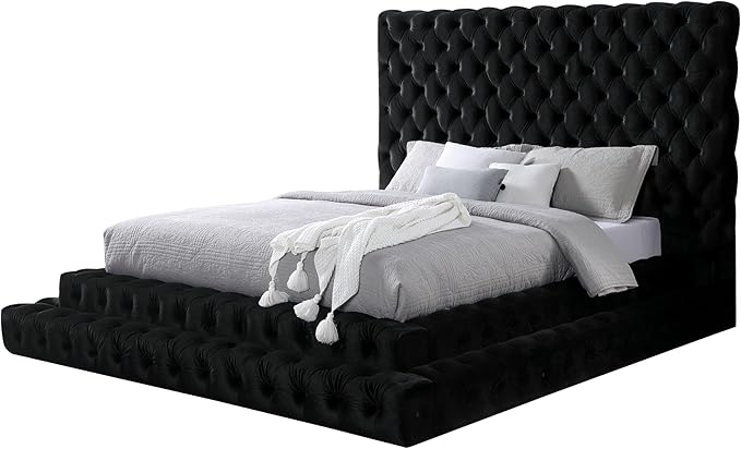 Furniture of America Sable Fabric Upholstered Step Up Queen-Size Platform Bed by FurnitureofAmerica
