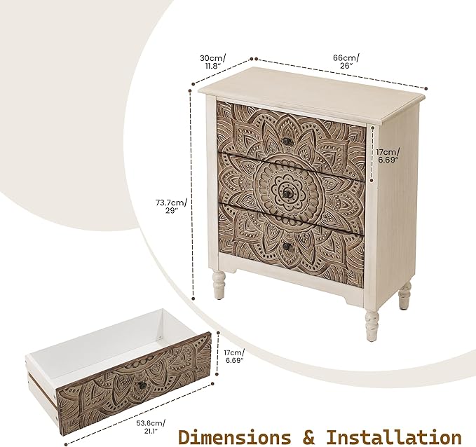 SUNBURY Vintage Wooden Nightstand - Image 3