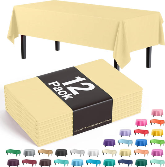 Exquisite *Premium* Light Yellow Table Cover 12 Pack