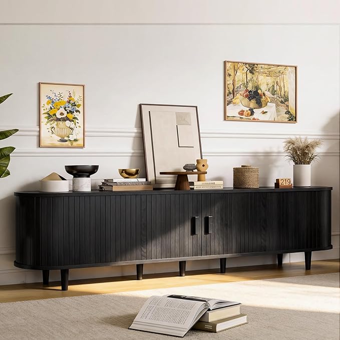 80" Mid Century Modern TV Stand, Wood TV Consoles - Image 8