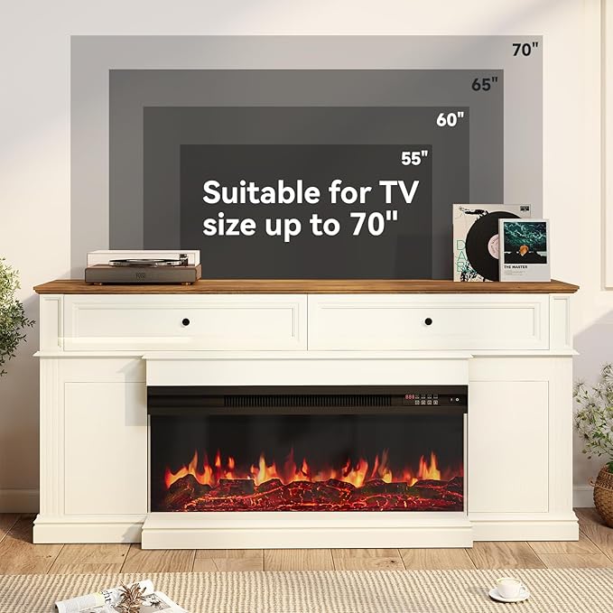 63" Farmhouse TV Stand with Fireplace - Image 8