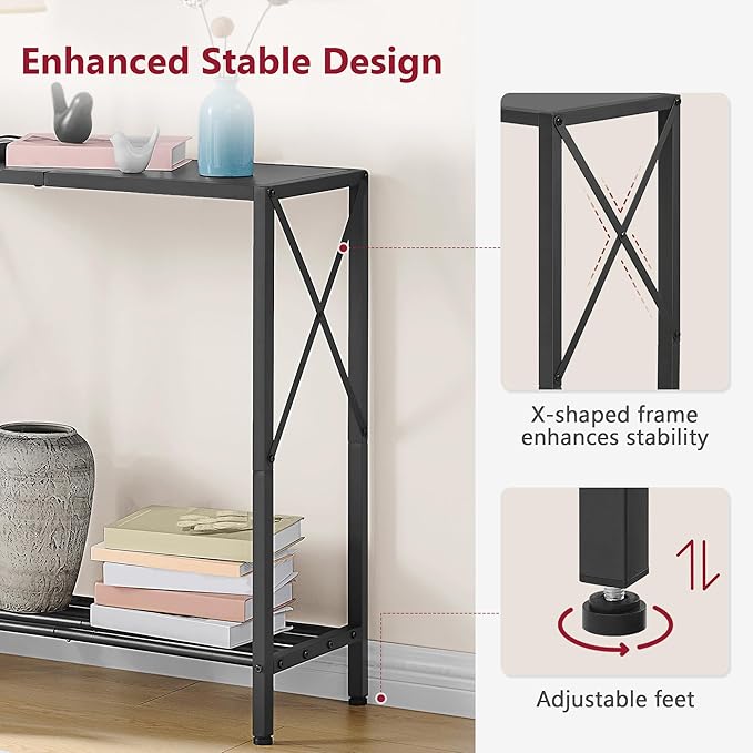 Tajsoon Small Entryway Table, 2-Tier Narrow Consle Table - Image 5