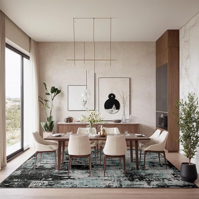 RELEANY Washable Area Rugs 7'x9' Non-Slip Modern Abstract Soft - Image 3
