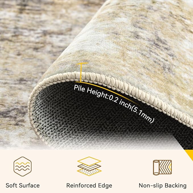 RELEANY Washable Area Rugs 2'x8' Non-Slip Modern Abstract Soft - Image 5