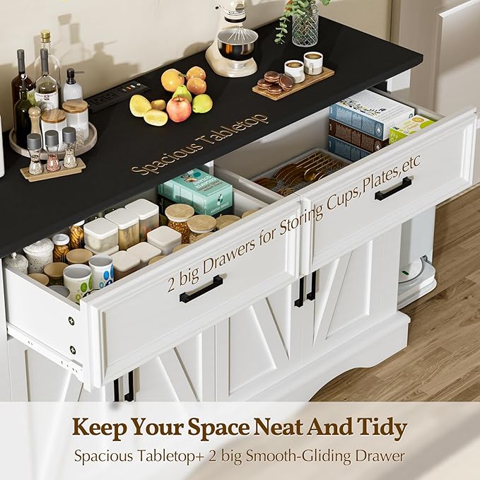 56" Modern Farmhouse Sideboard Buffet Cabinet - Image 5
