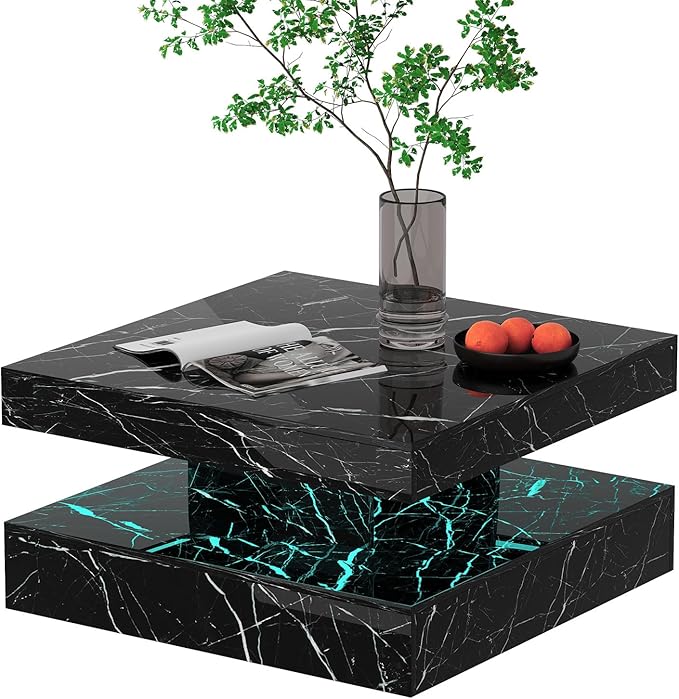 HedoAjim Black Marble LED Coffee Table - Image 8