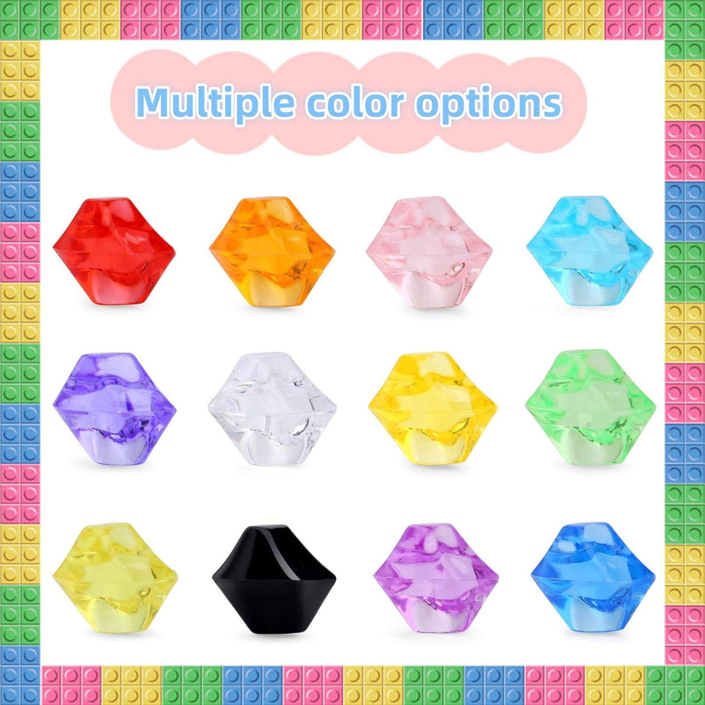 YATOJUZI 500pcs Fake Ice Cubes Black Acrylic Crushed Rocks Vase Fillers Plastic Diamonds Gems for DIY Party Wedding Centerpiece Table Scatter Prop Display 0.5" (Only Black)