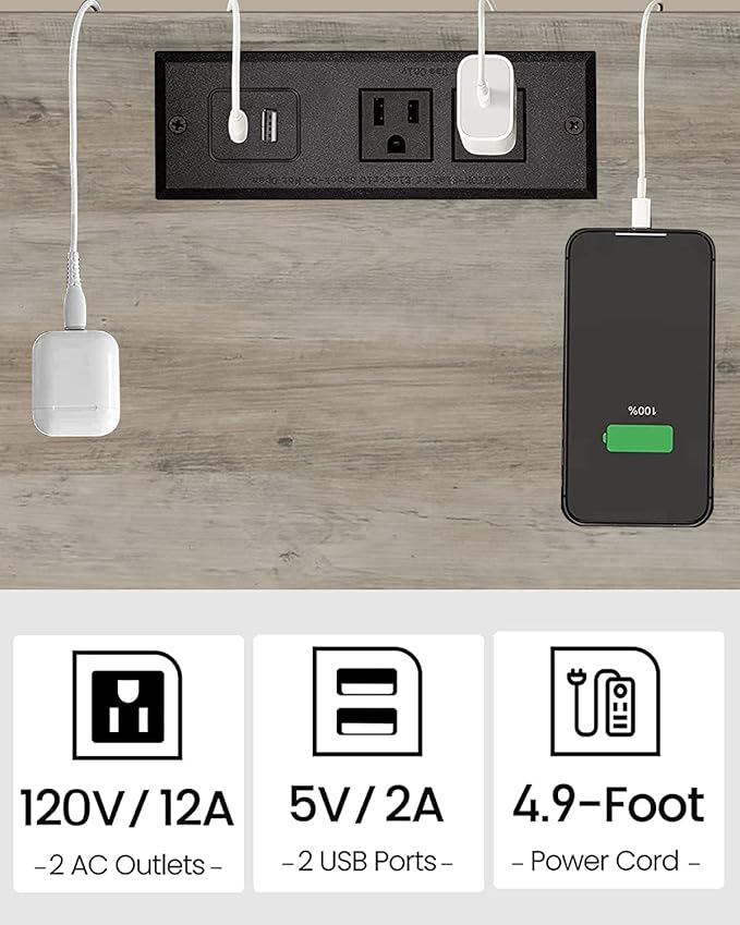 TUTOTAK End Table with Charging Station, Small Side Table, Nightstand Bedside - Image 6