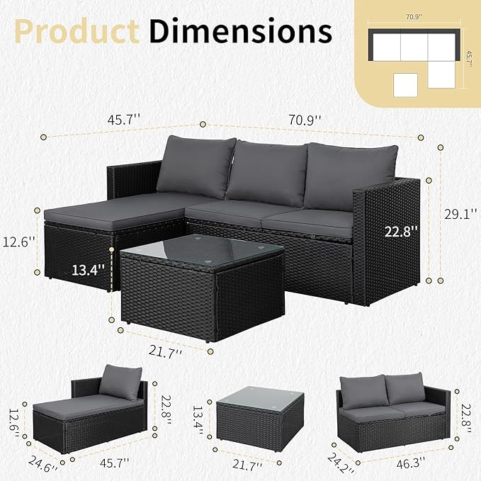 JAMFLY 3-Piece Outdoor Sectional Sofa Set - Image 2