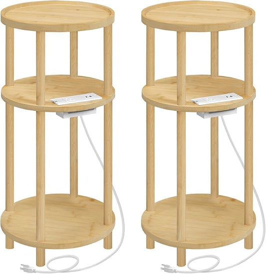 HOOBRO Set of 2 Small Round Side Tables by HOOBRO