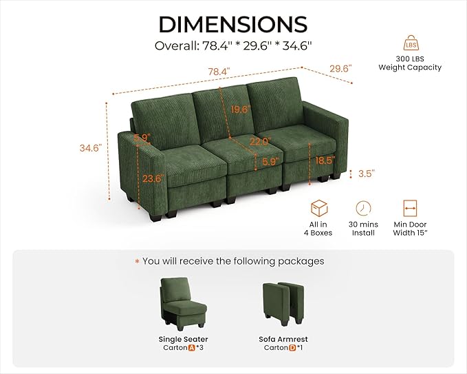 CHIC HOUSE Modular Sectional Sofa - Image 2