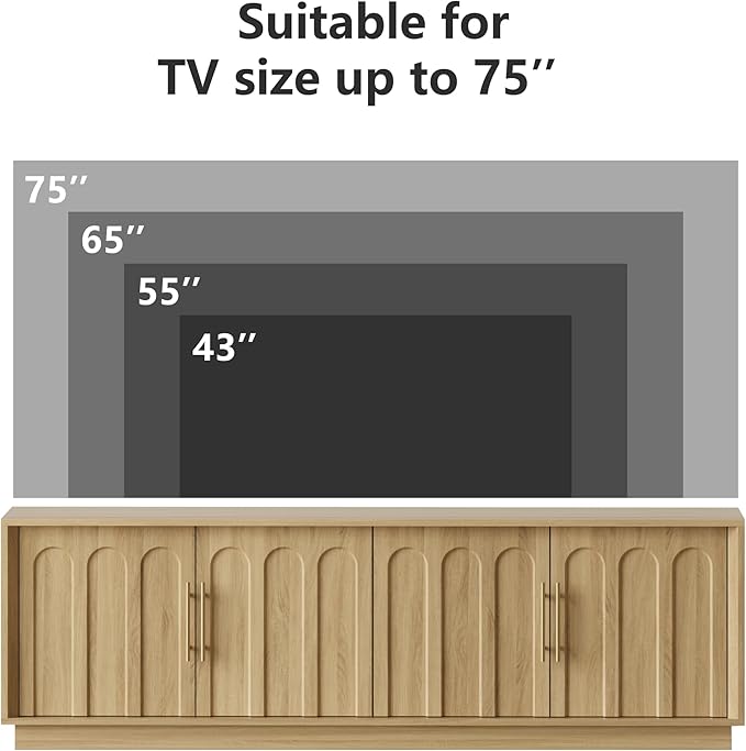 FORTUNETEC TV Stand for 75 Inch TV, Mid Century Modern TV Stand - Image 7