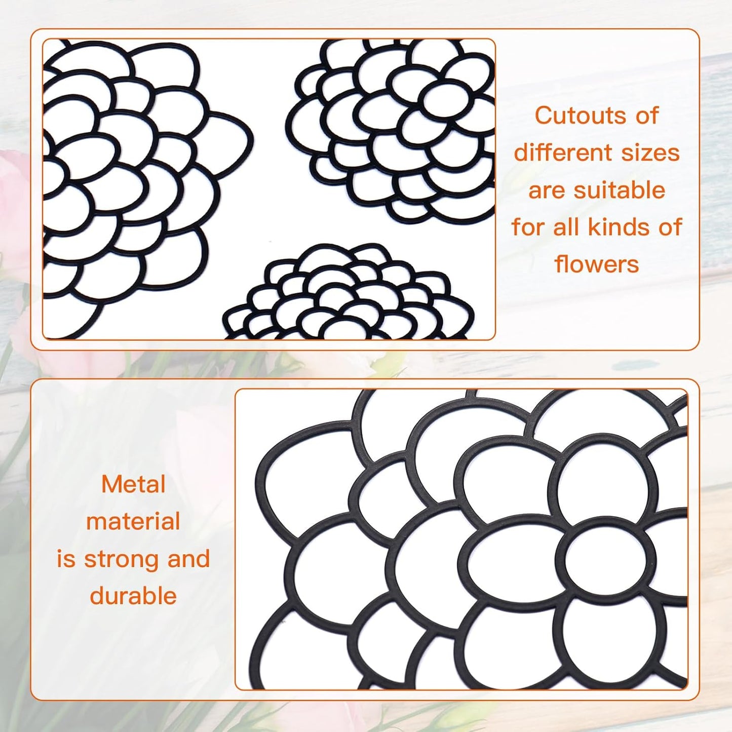 3 Pcs Modern Flower Frog Metal Flower Arrangement Holder Floral Grid Used for Vase Flower Arrangement Art Convenient Stem Holder for Flowers Flower Frog Organizer Metal Lid for Vase (Black)